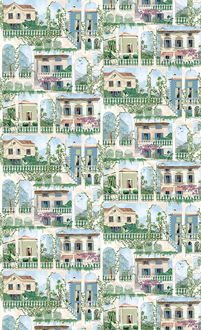 Purchase Product# W7813-02 pattern name & colorRhapsody Villa Como Azure. Osborne & Little Wallpaper