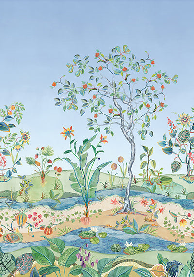 Purchase Sample - W7817-01 Rhapsody Mythical Mural Azure. Osborne & Little Wallpaper