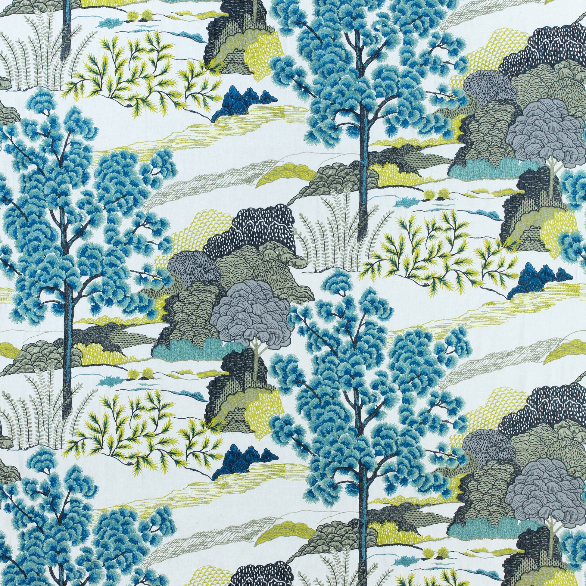 Purchase Thibaut Fabric Pattern W785000 pattern name Daintree Embroidery color Bluemoon