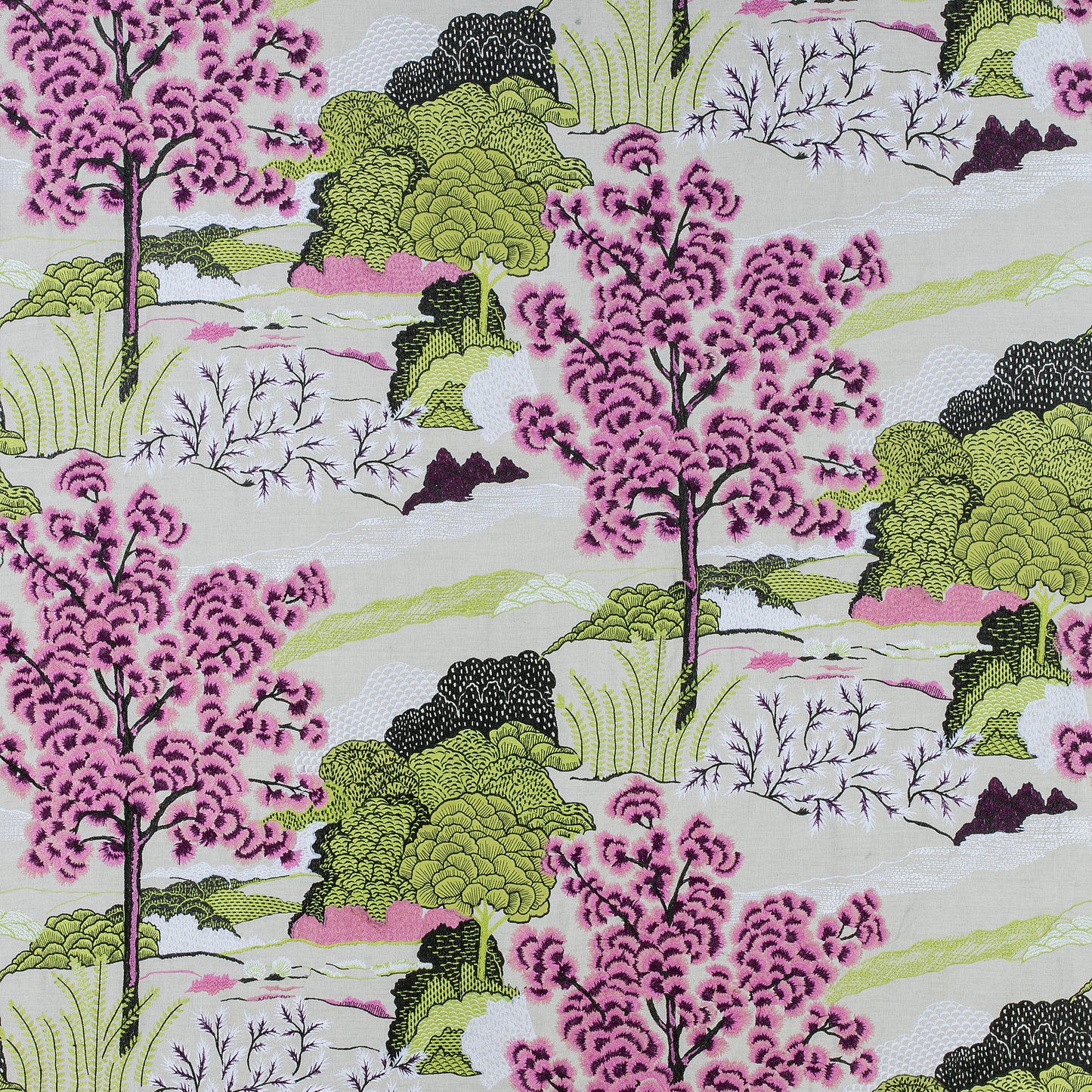 Purchase Thibaut Fabric SKU# W785002 pattern name Daintree Embroidery color Fuchsia