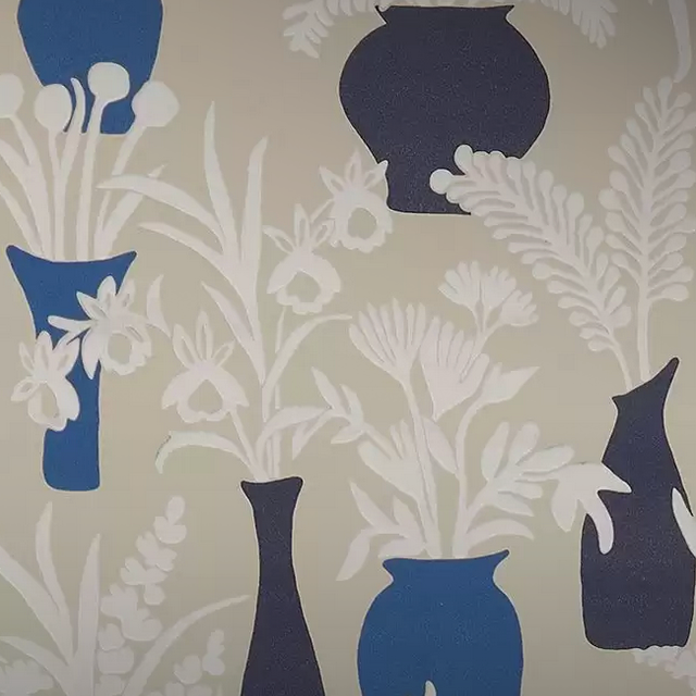 Purchase SKU# W7854-04 pattern name & color Irisa Amphora Indigo Osborne & Little  Wallpaper