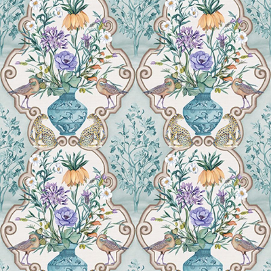 Purchase W8031-01 | Ananda Sundara Aqua/Violet - Osborne & Little Wallpaper
