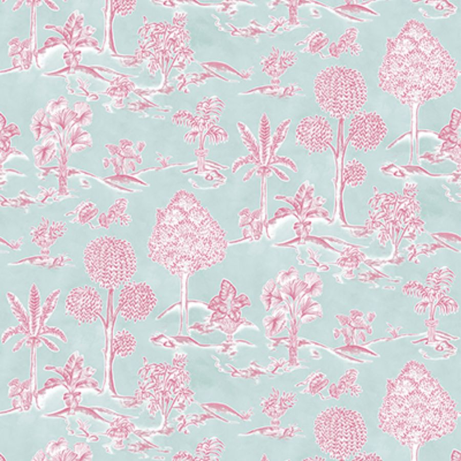 Purchase W8033-05 | Ananda Karuna Aqua/Raspberry - Osborne & Little Wallpaper