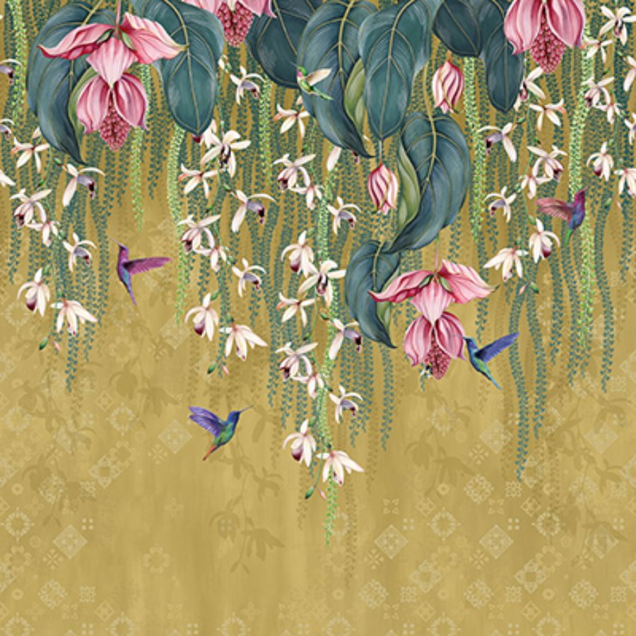 Purchase W8037-02 | Ananda Trailing Orchid Metallic Gold - Osborne & Little Wallpaper