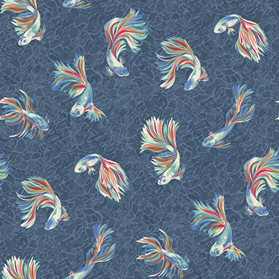 Purchase W8123-04 | Belvedere Aquaria Indigo/Coral - Osborne & Little Wallpaper