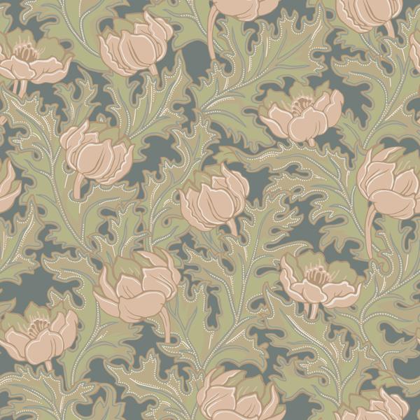Sample - Wdr1001-Wt | Willem, Green Botanical - Winfield Thybony Wallpaper - Wdr1001.Wt.0