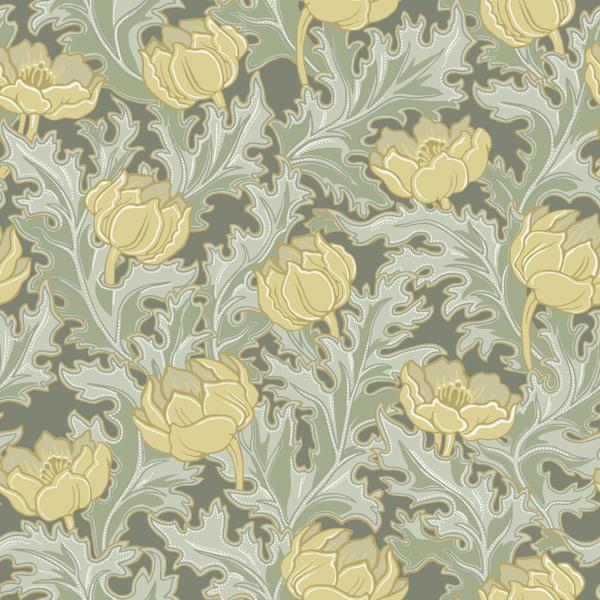 Sample - Wdr1002-Wt | Willem, Green Botanical - Winfield Thybony Wallpaper - Wdr1002.Wt.0