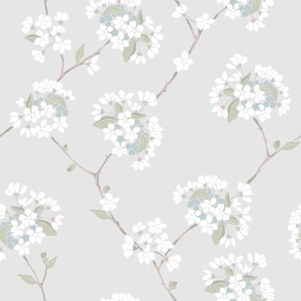 Sample - Wdr1016-Wt | Wilma, Grey Botanical - Winfield Thybony Wallpaper - Wdr1016.Wt.0