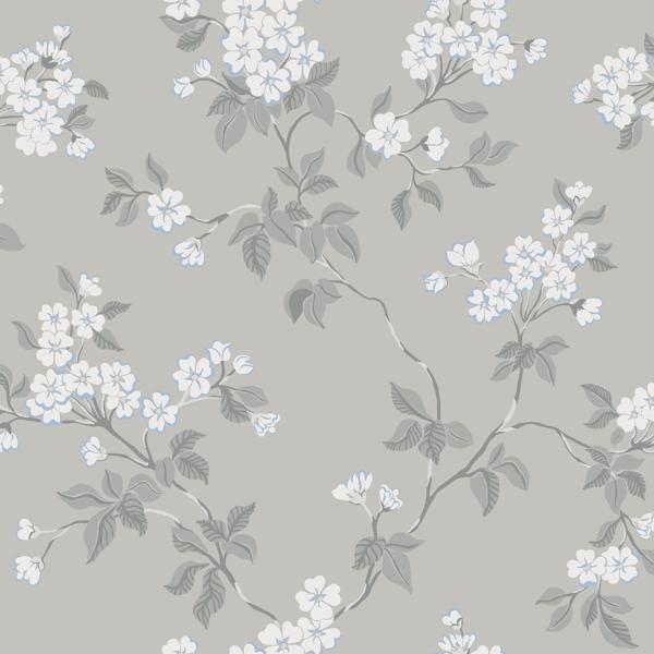 Sample - Wdr1024-Wt | Blomma, Grey Floral - Winfield Thybony Wallpaper - Wdr1024.Wt.0