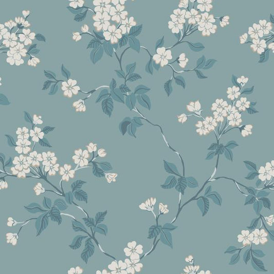 Purchase Wdr1026-Wt Blomma, Federal Blue Floral - Winfield Thybony Wallpaper - Wdr1026.Wt.0