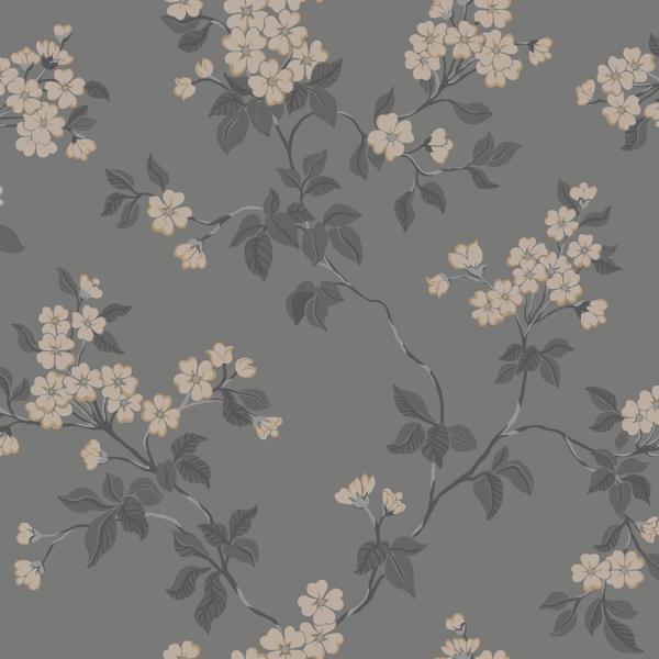 Purchase Wdr1027-Wt Blomma, Onyx Floral - Winfield Thybony Wallpaper - Wdr1027.Wt.0