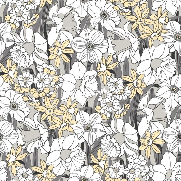 Sample - Wdr1042-Wt | Juni, Grey Botanical - Winfield Thybony Wallpaper - Wdr1042.Wt.0