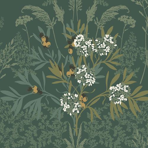 Sample - Wdr2009-Wt | Fern Gardens, Green Botanical - Winfield Thybony Wallpaper - Wdr2009.Wt.0