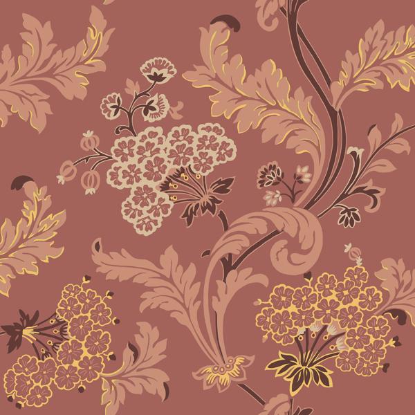 Sample - Wdr2037-Wt | Emma, Red Botanical - Winfield Thybony Wallpaper - Wdr2037.Wt.0