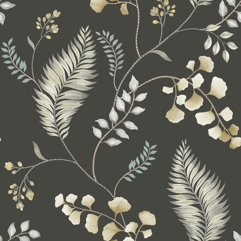 Sample - Wtk20300.Wt.0 | El Monte, Black Botanical - Winfield Thybony Wallpaper