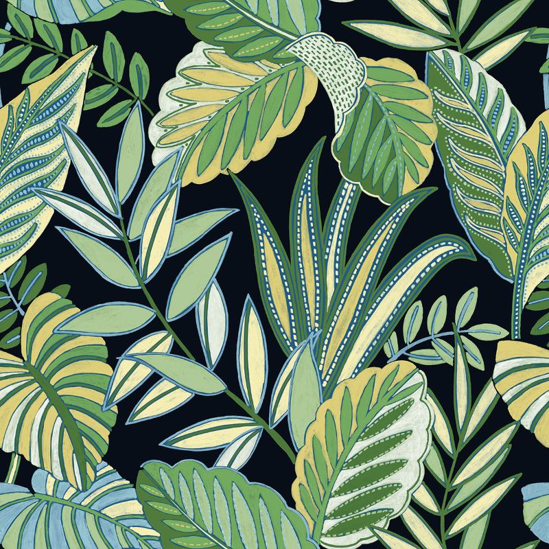 Sample - Wtk20802.Wt.0 | Key Haven, Green Leaf - Winfield Thybony Wallpaper