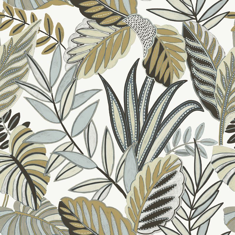 Sample - Wtk20808.Wt.0 | Key Haven, Brown Leaf - Winfield Thybony Wallpaper
