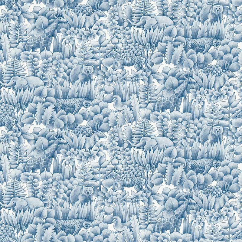 Sample - Wtk21002.Wt.0 | Tamarind, Blue Animals - Winfield Thybony Wallpaper