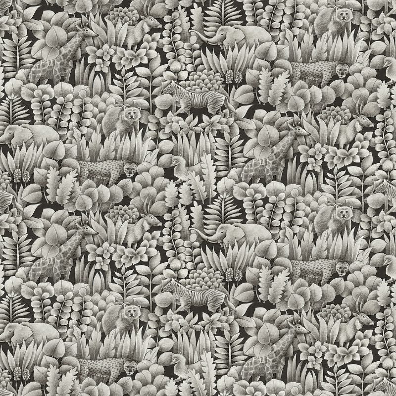 Sample - Wtk21008.Wt.0 | Tamarind, Black Animals - Winfield Thybony Wallpaper