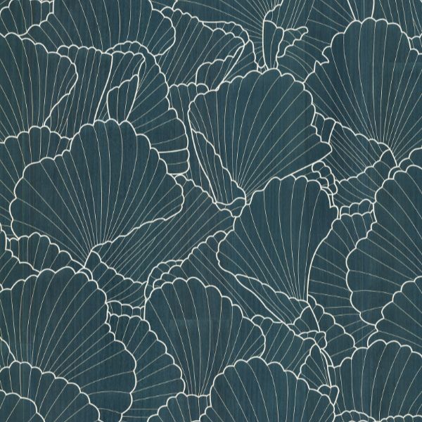 Purchase Ygl7000 | Natural Palette Resource, Shell Wood Veneer Navy Metallic - Ronald Redding Wallpaper