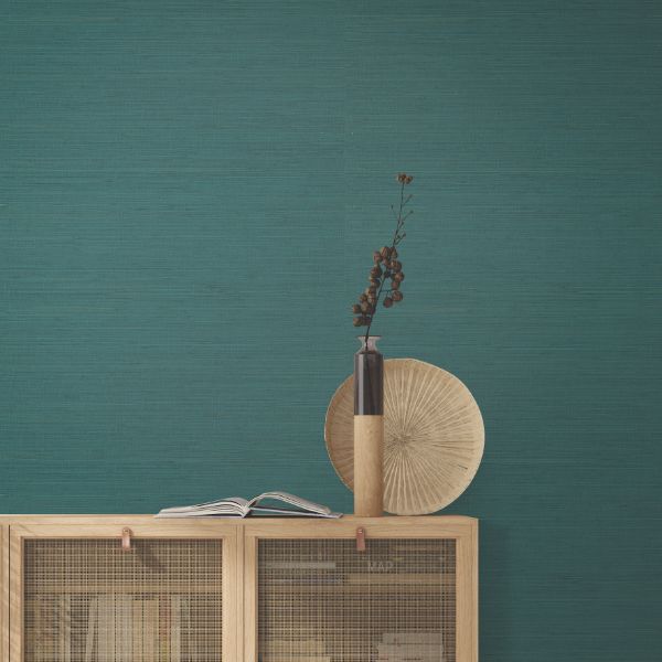 Purchase Ygl7033 | Natural Palette Resource, Painted Hemp Peacock - Ronald Redding Wallpaper