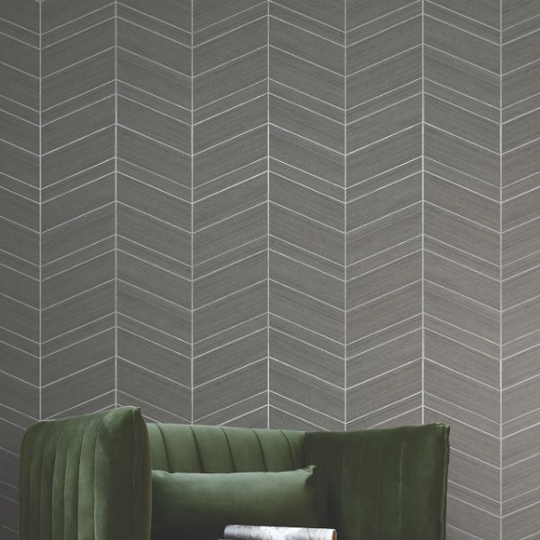 Purchase Ygl7035 | Natural Palette Resource, Chevron Abaca Portabella - Ronald Redding Wallpaper