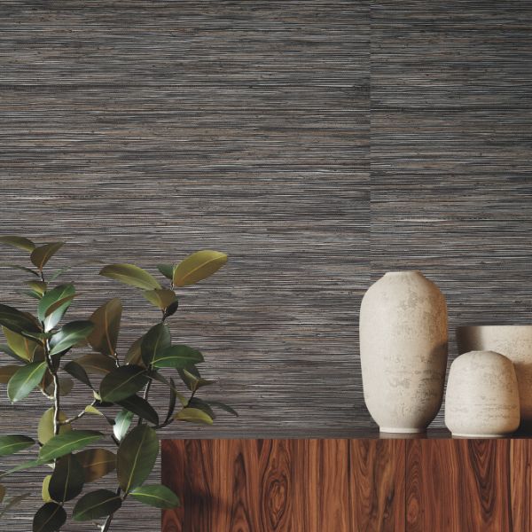 Purchase Ygl7077 | Natural Palette Resource, Shimmering Hemp Black / Silver - Ronald Redding Wallpaper