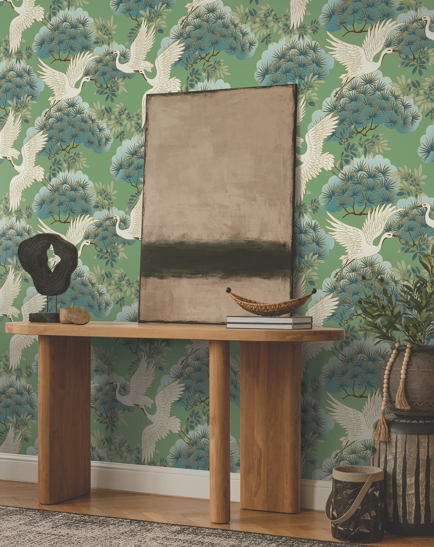 Purchase Za8008 | Tea Garden Ii, Sprig & Heron Green - Ronald Redding Wallpaper