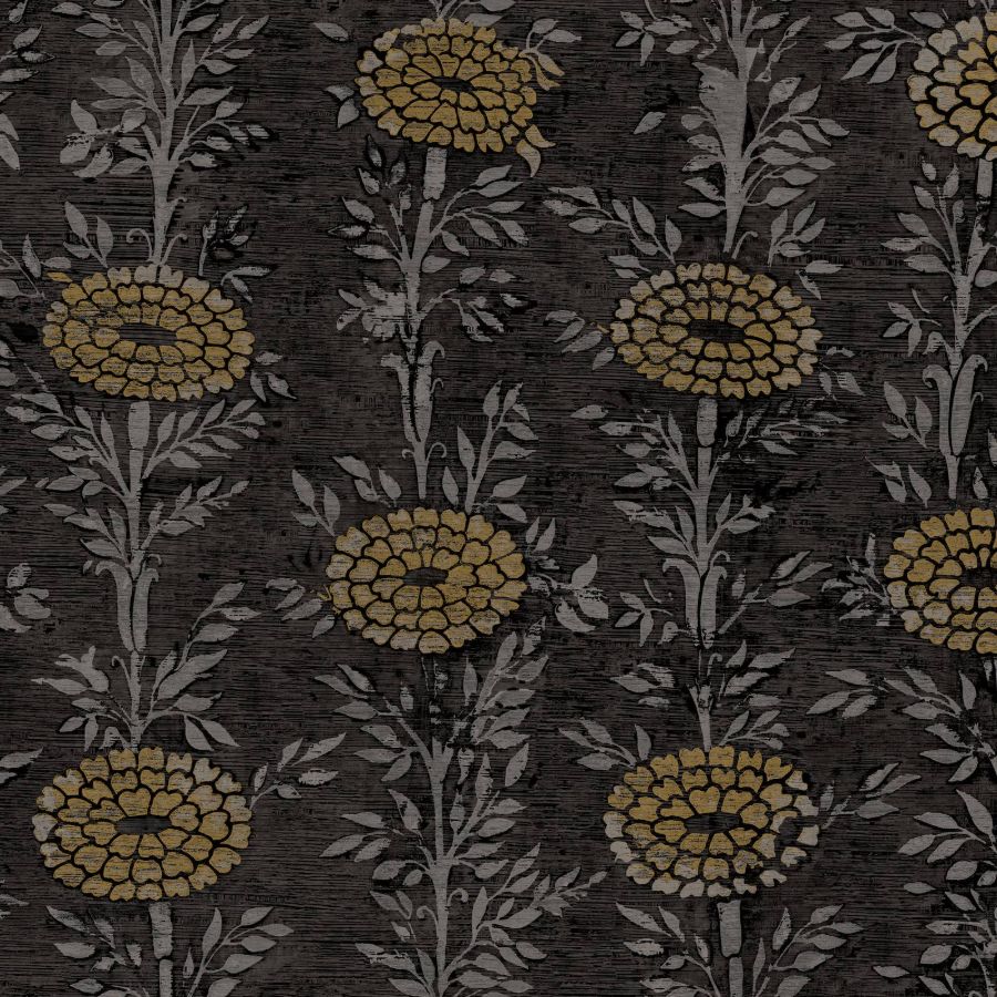 Purchase Za8017 | Tea Garden Ii, French Marigold Black & Gold - Ronald Redding Wallpaper