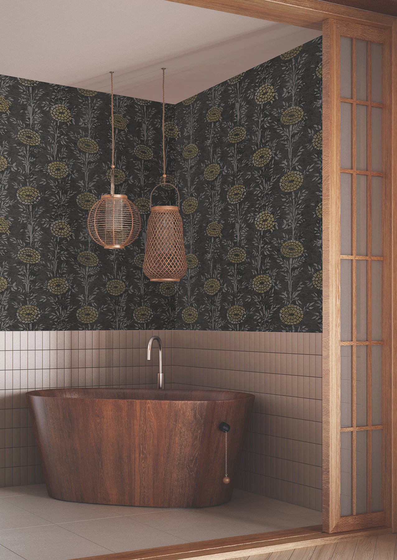 Purchase Za8017 | Tea Garden Ii, French Marigold Black & Gold - Ronald Redding Wallpaper