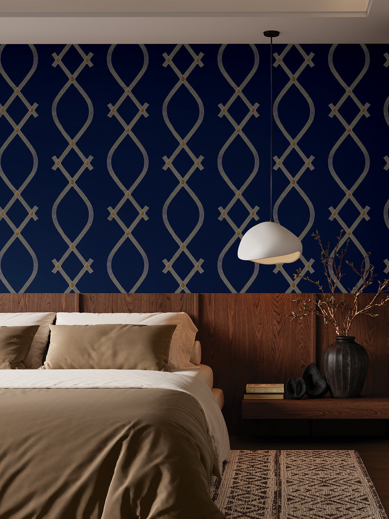 Purchase Za8032 | Tea Garden Ii, Ellena Navy - Ronald Redding Wallpaper