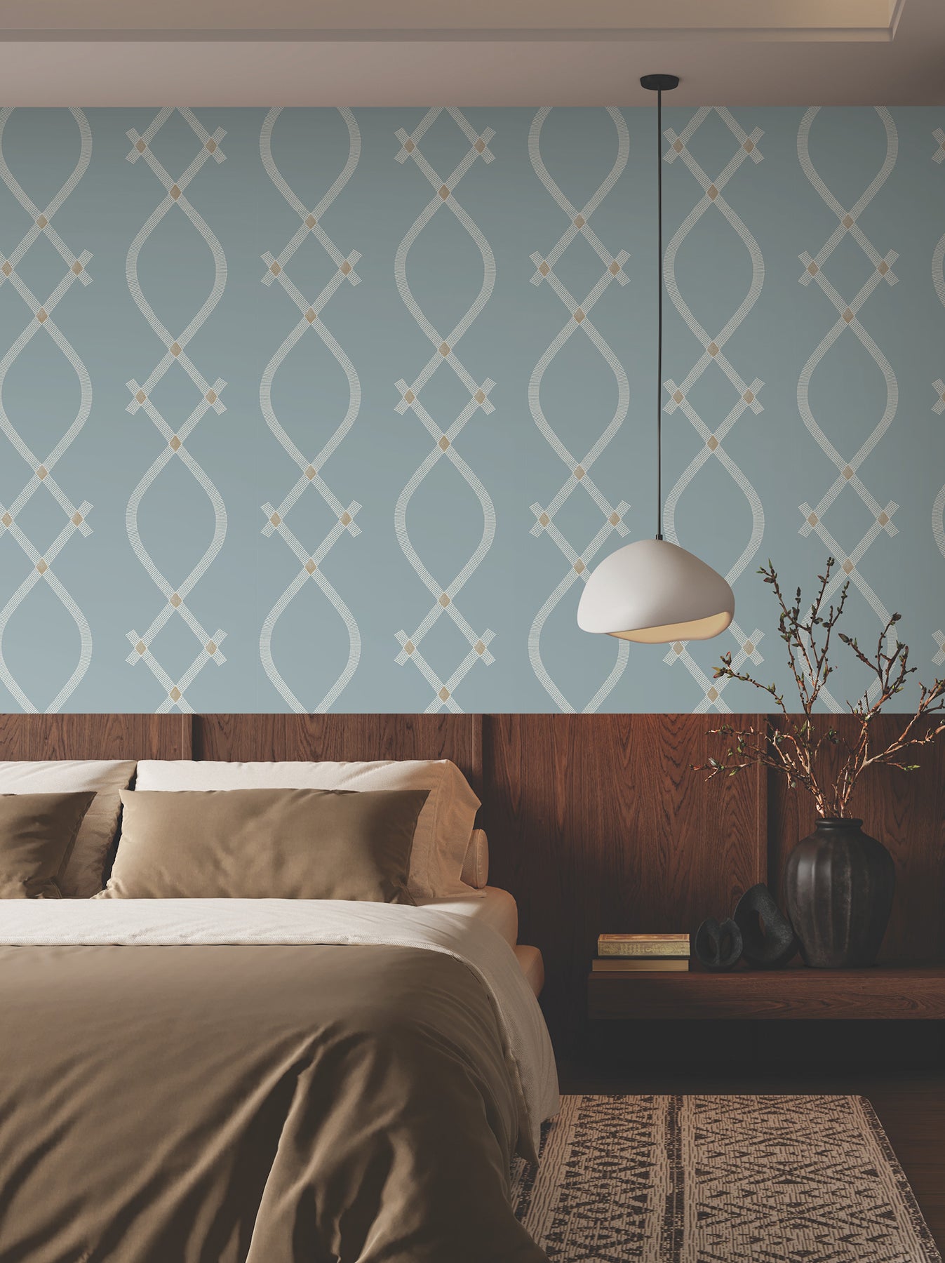 Purchase Za8035 | Tea Garden Ii, Ellena Blue - Ronald Redding Wallpaper