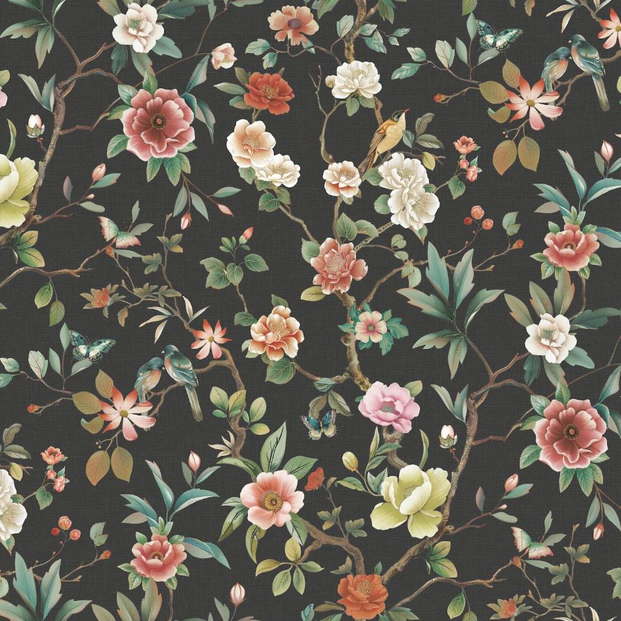 Purchase Za8038 | Tea Garden Ii, Kimora'S Garden Black - Ronald Redding Wallpaper