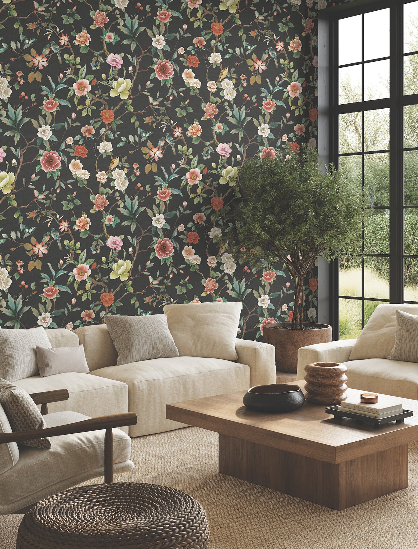 Purchase Za8038 | Tea Garden Ii, Kimora'S Garden Black - Ronald Redding Wallpaper