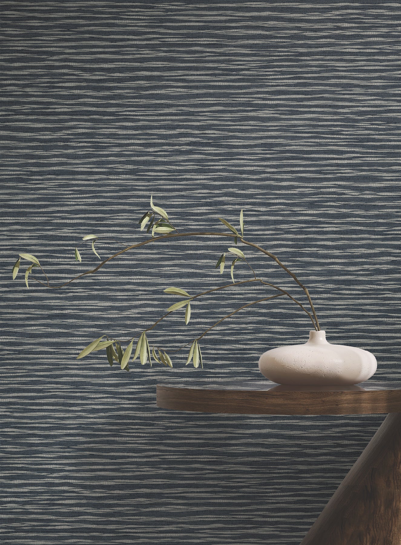 Purchase Za8042 | Tea Garden Ii, Lotus Weave Navy - Ronald Redding Wallpaper