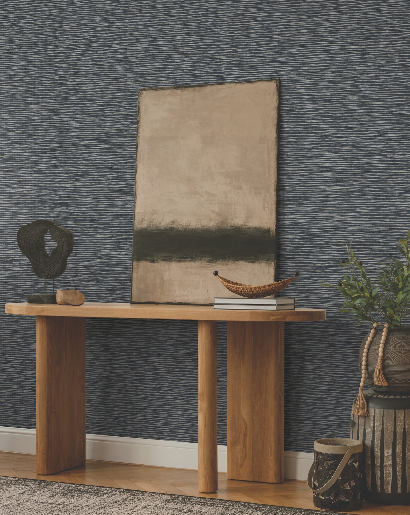 Purchase Za8042 | Tea Garden Ii, Lotus Weave Navy - Ronald Redding Wallpaper