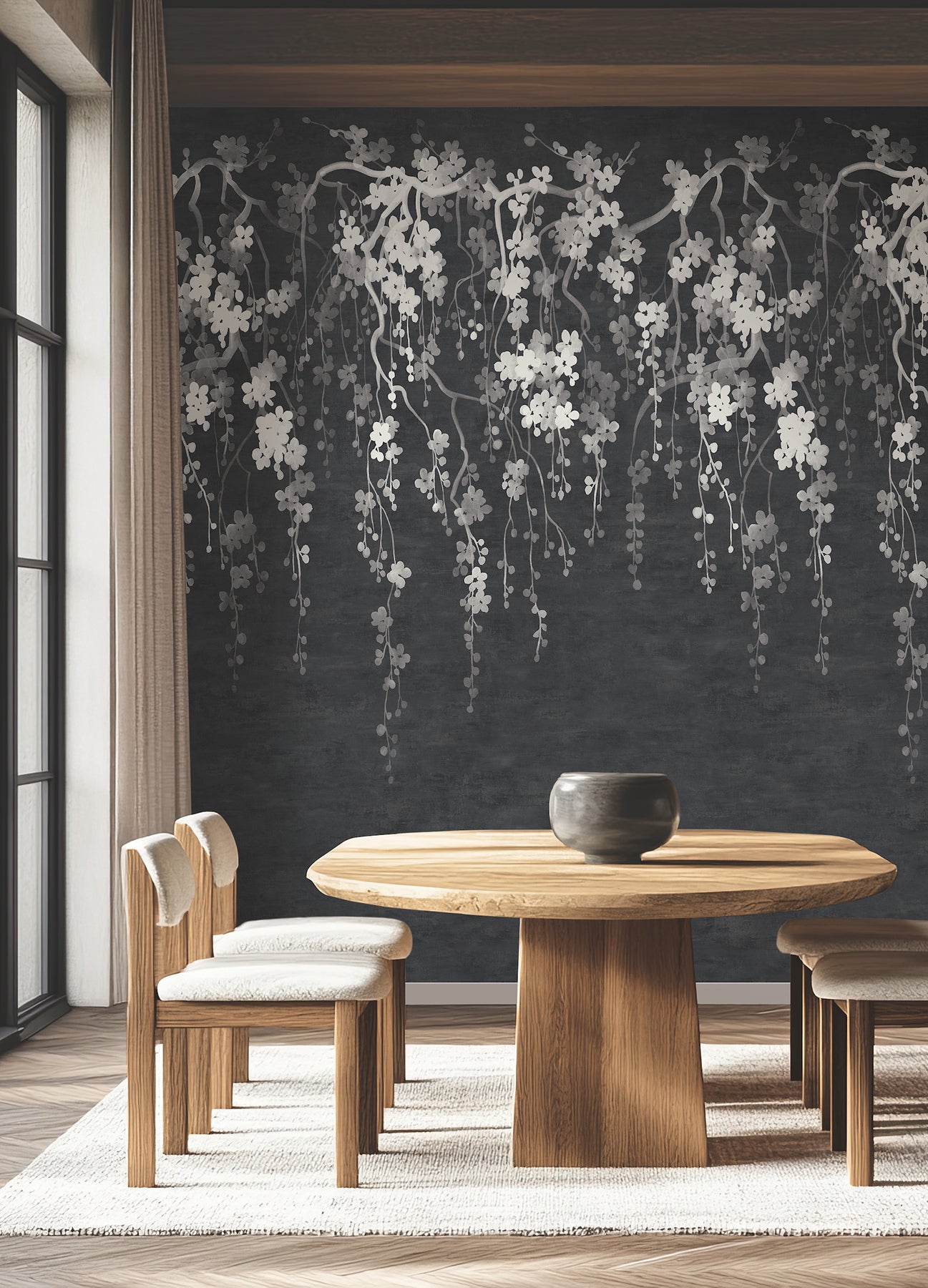 Purchase Za8058M | Tea Garden Ii, Sakura Blooms Black Wall Mural - Ronald Redding Wallpaper