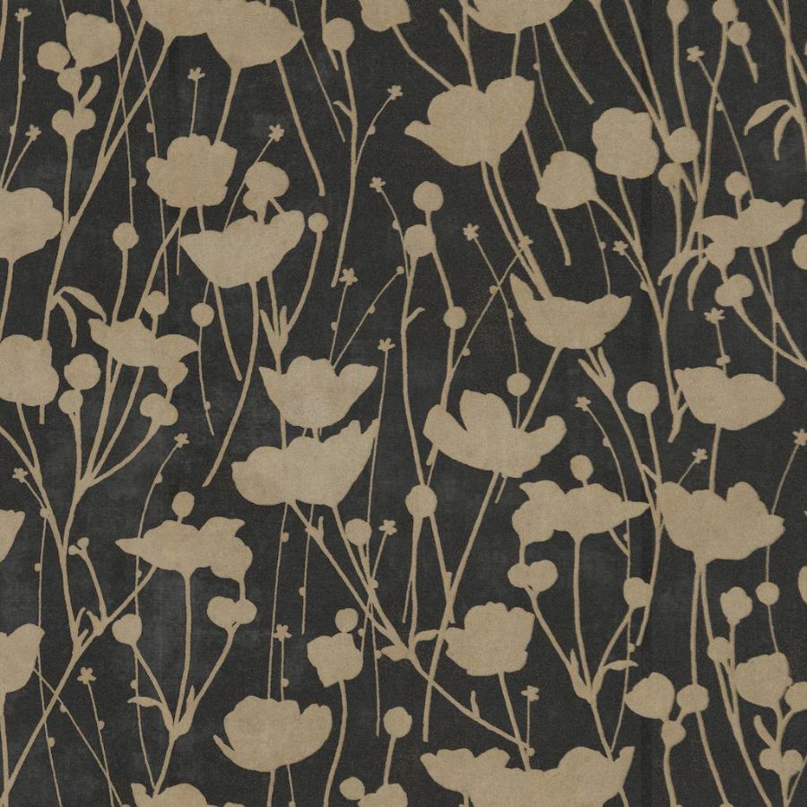 Purchase Za8066 | Tea Garden Ii, Shimmering Poppies Black & Gold - Ronald Redding Wallpaper
