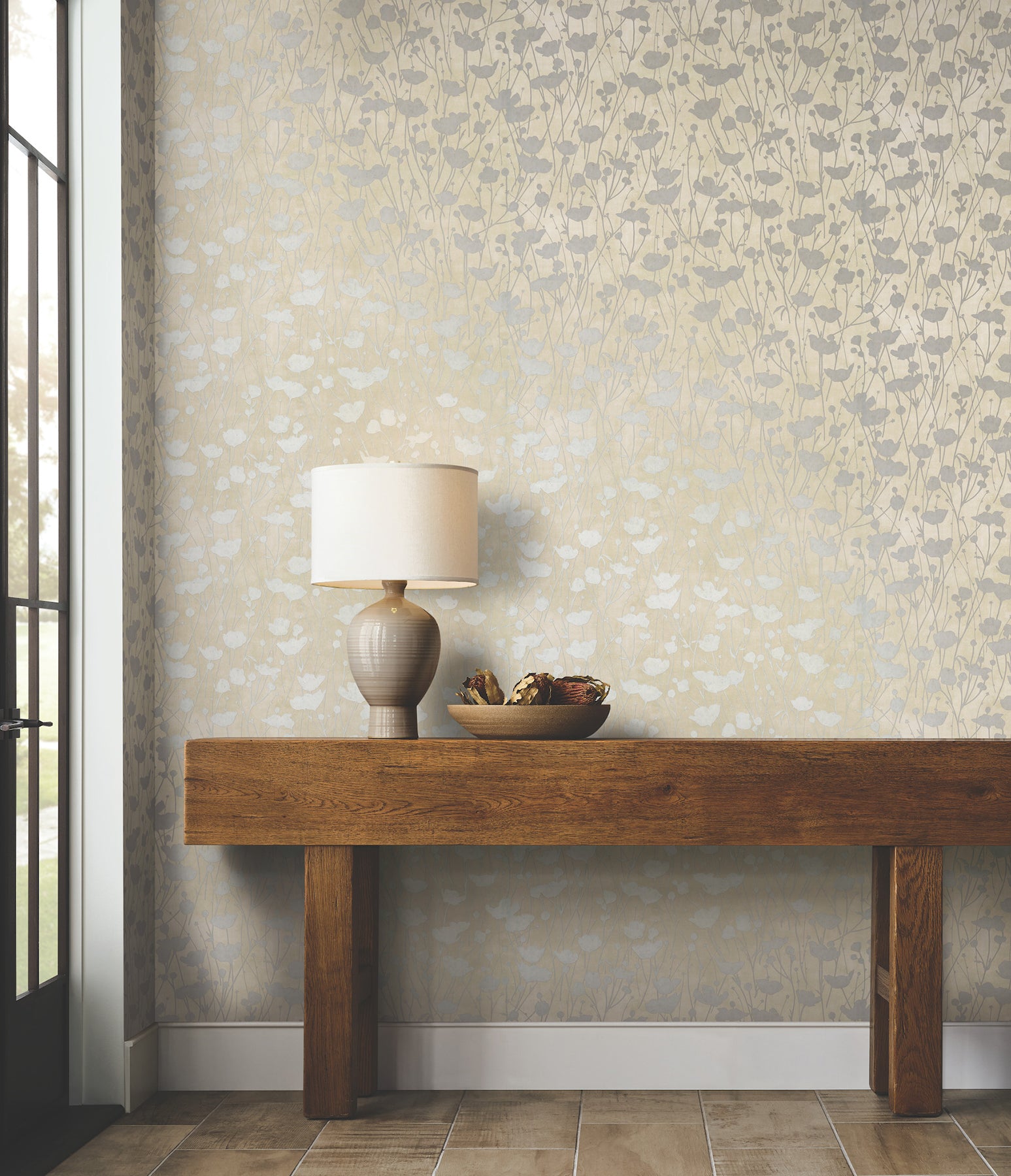 Purchase Za8067 | Tea Garden Ii, Shimmering Poppies Cream & Silver - Ronald Redding Wallpaper