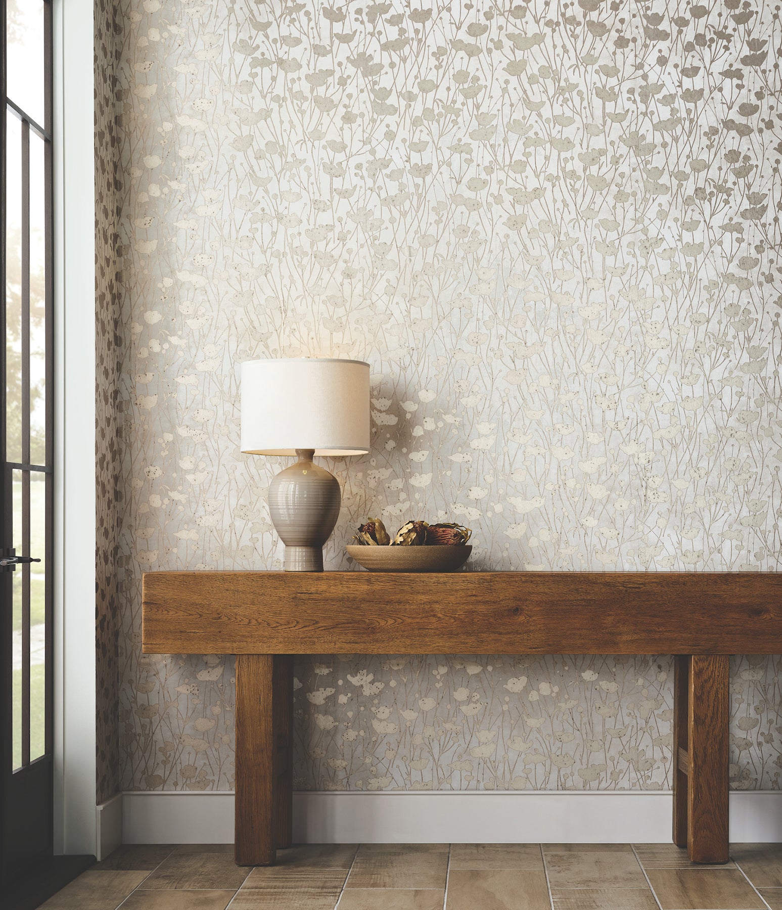 Purchase Za8069 | Tea Garden Ii, Shimmering Poppies White & Gold - Ronald Redding Wallpaper