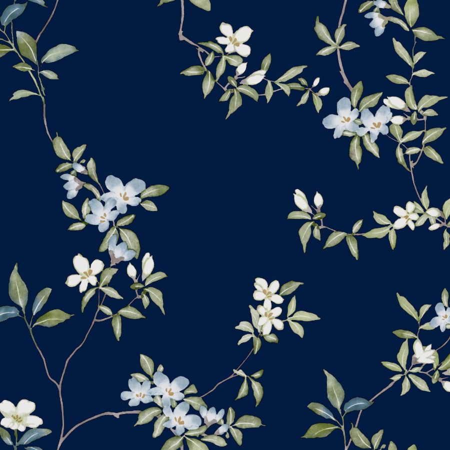 Purchase Za8071 | Tea Garden Ii, April Blossom Navy - Ronald Redding Wallpaper