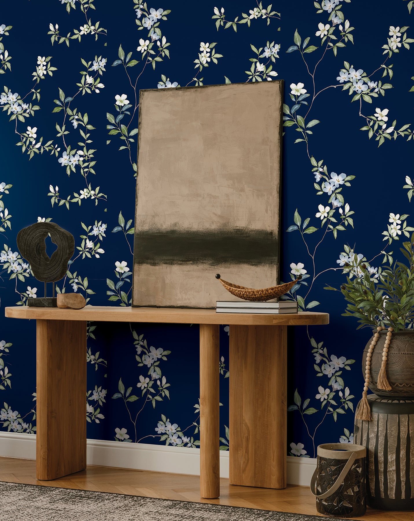 Purchase Za8071 | Tea Garden Ii, April Blossom Navy - Ronald Redding Wallpaper