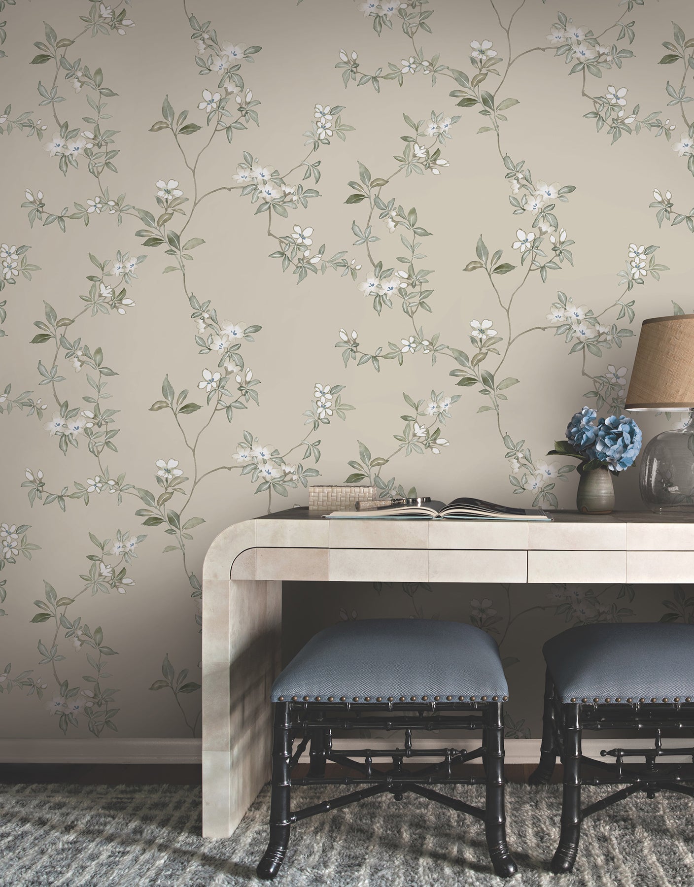 Purchase Za8075 | Tea Garden Ii, April Blossom Taupe - Ronald Redding Wallpaper