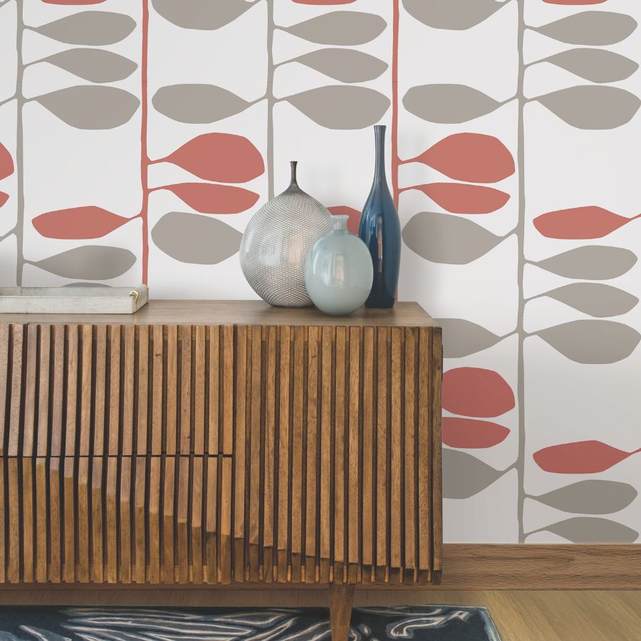 Purchase Zm2802 | Artisan Studio, Sculpted Vines Vermillion & Graphite - York Wallpaper