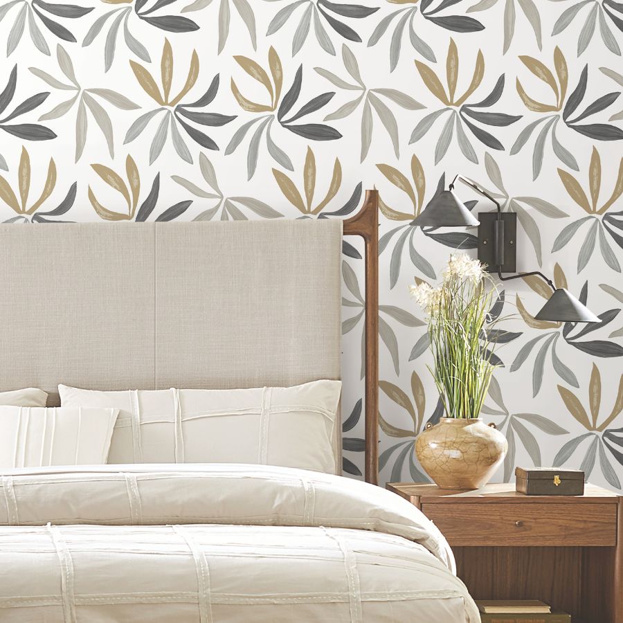 ヴァーナパントン　絵 Zm2816 | Artisan Studio, Little Garden Graphite & Gold - York Wallpape