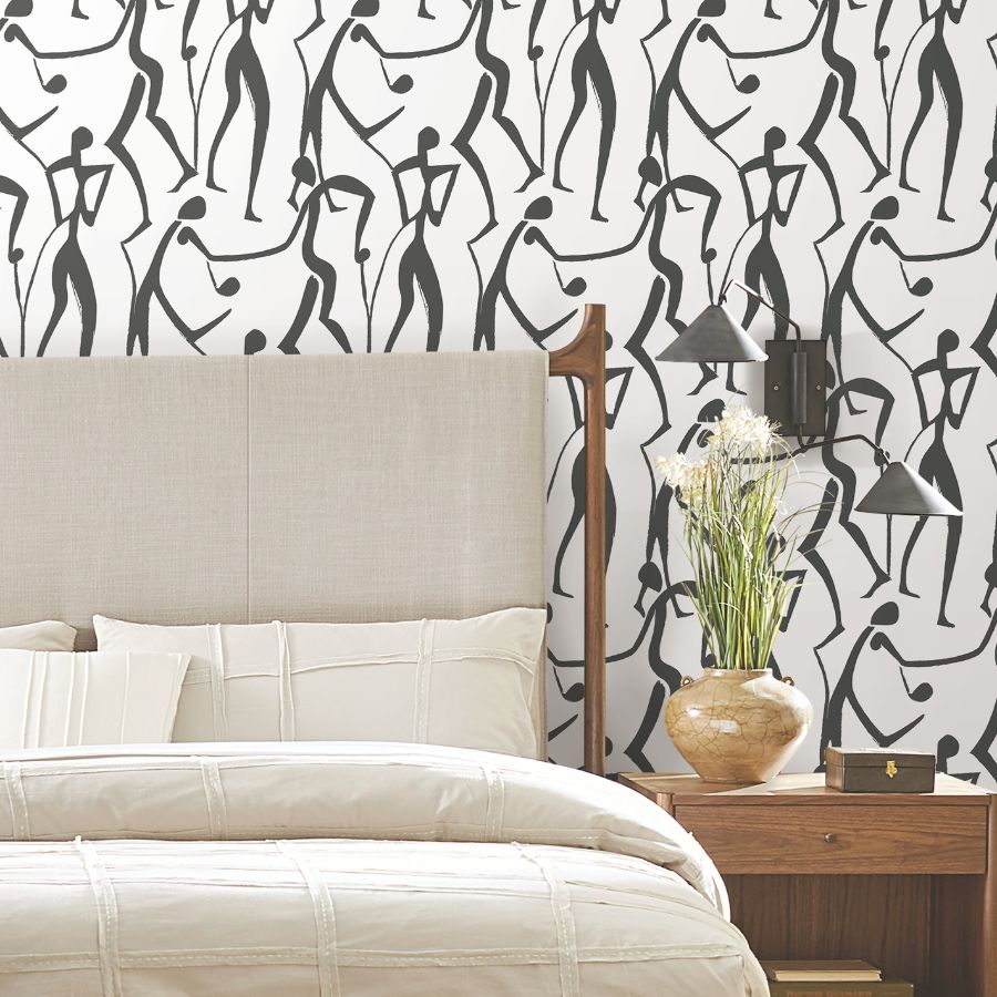Purchase Zm2831 | Artisan Studio, Joyful Dancers Carbon Black - York Wallpaper