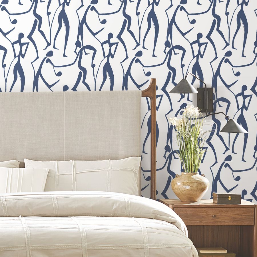 Purchase Zm2832 | Artisan Studio, Joyful Dancers Ultramarine - York Wallpaper