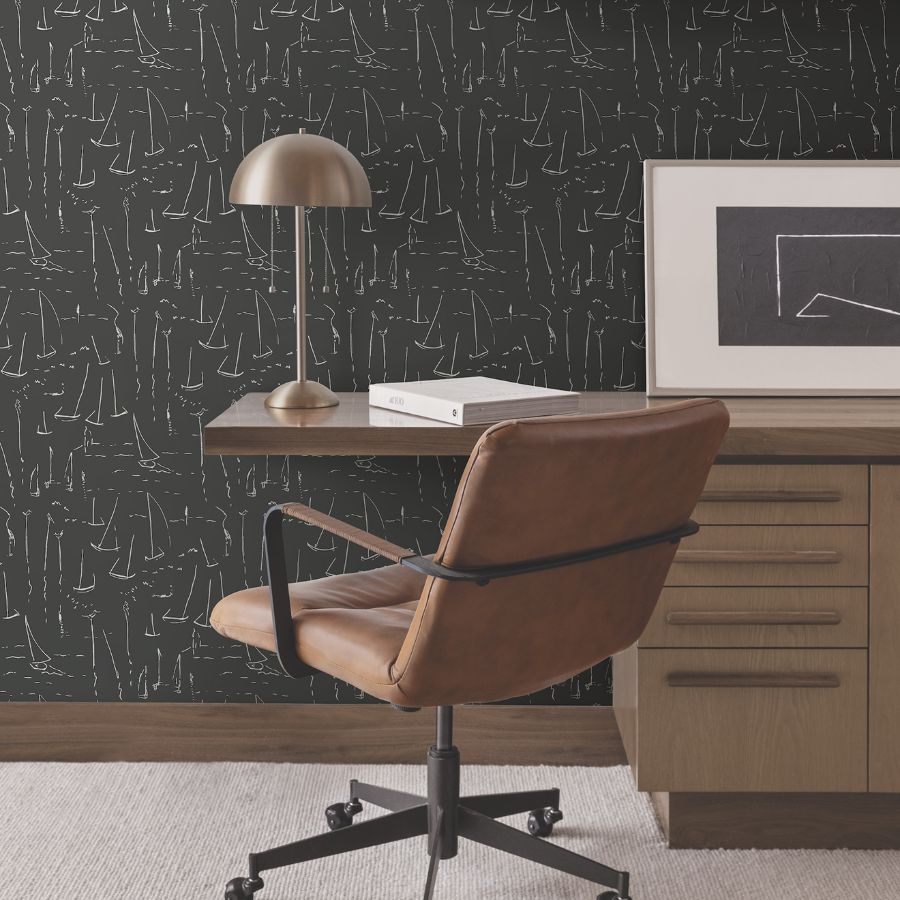 Purchase Zm2842 | Artisan Studio, Vermillion Coast Carbon Black - York Wallpaper