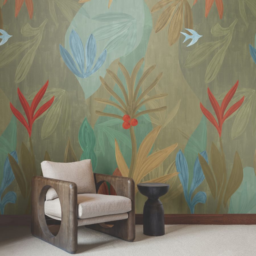 Purchase Zm2847M | Artisan Studio, Chambord Gardens Leaf & Olive Wall Mural - York Wallpaper