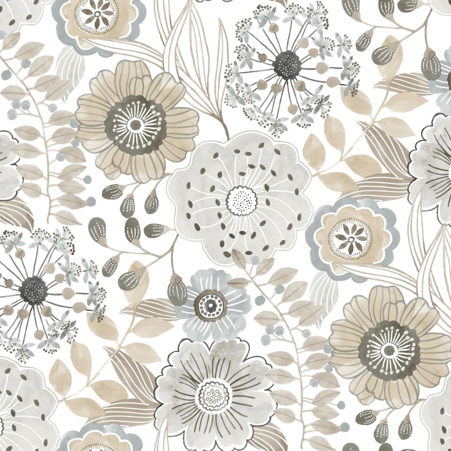 Purchase Zm2894 | Artisan Studio, Artistic Bouquet Neutral - York Wallpaper